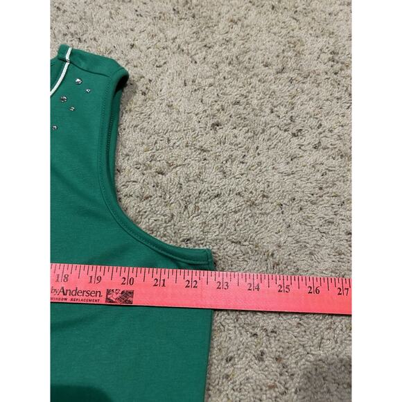 Quacker Factory Tank Top XL Embellished Pullover Casual Resort Green Q25 - Picture 5 of 7